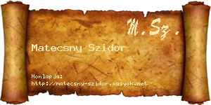 Matecsny Szidor névjegykártya